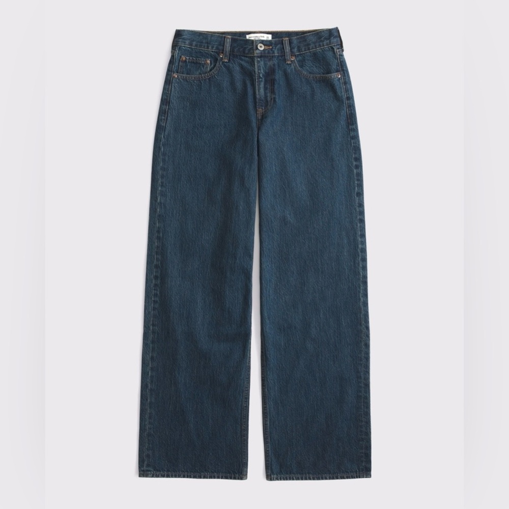 NWT 30S Curve Love Abercrombie & Fitch Low Rise Ultra Loose Jeans in Dark Marble